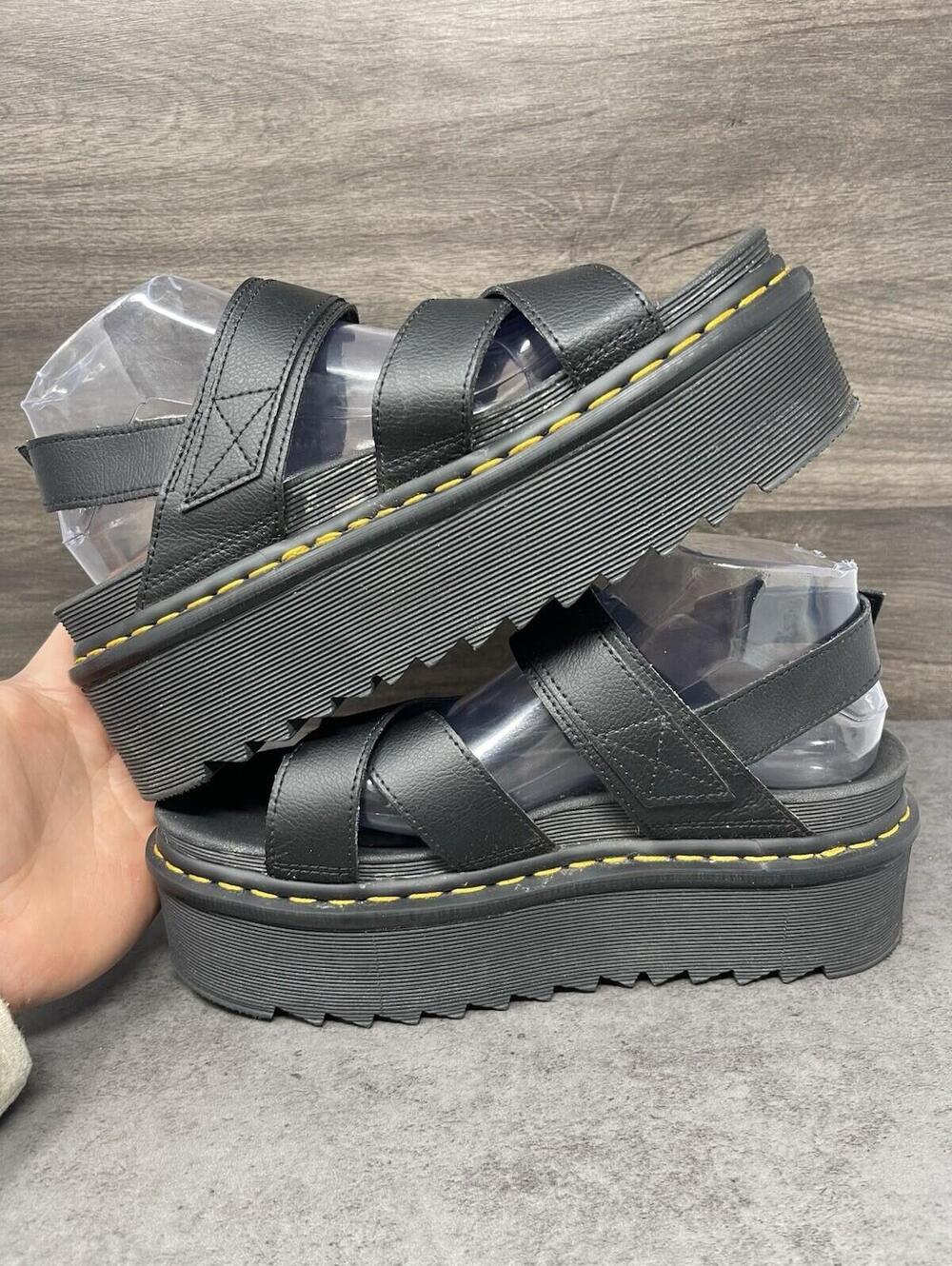 Dr Martens Voss Quad Platform Sandals Womens Size 10 Black Strap - Picture 7 of 11